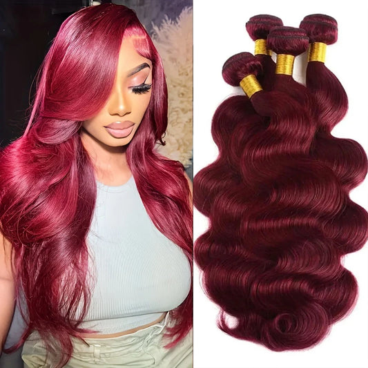 Body Wave Red Wine Brazilian Bulk Bundles