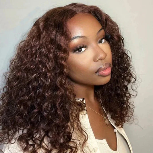 Dark Brown Bob Curly 13x4 Lace Wig