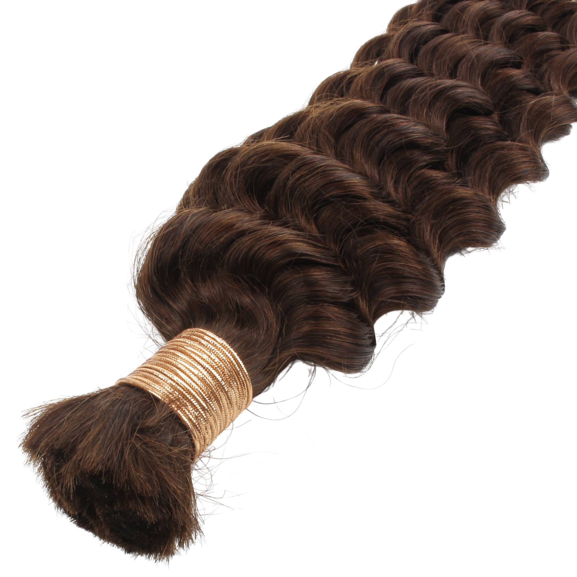 Medium Brown Deep Wave Color 4 Bulk Braiding Hair
