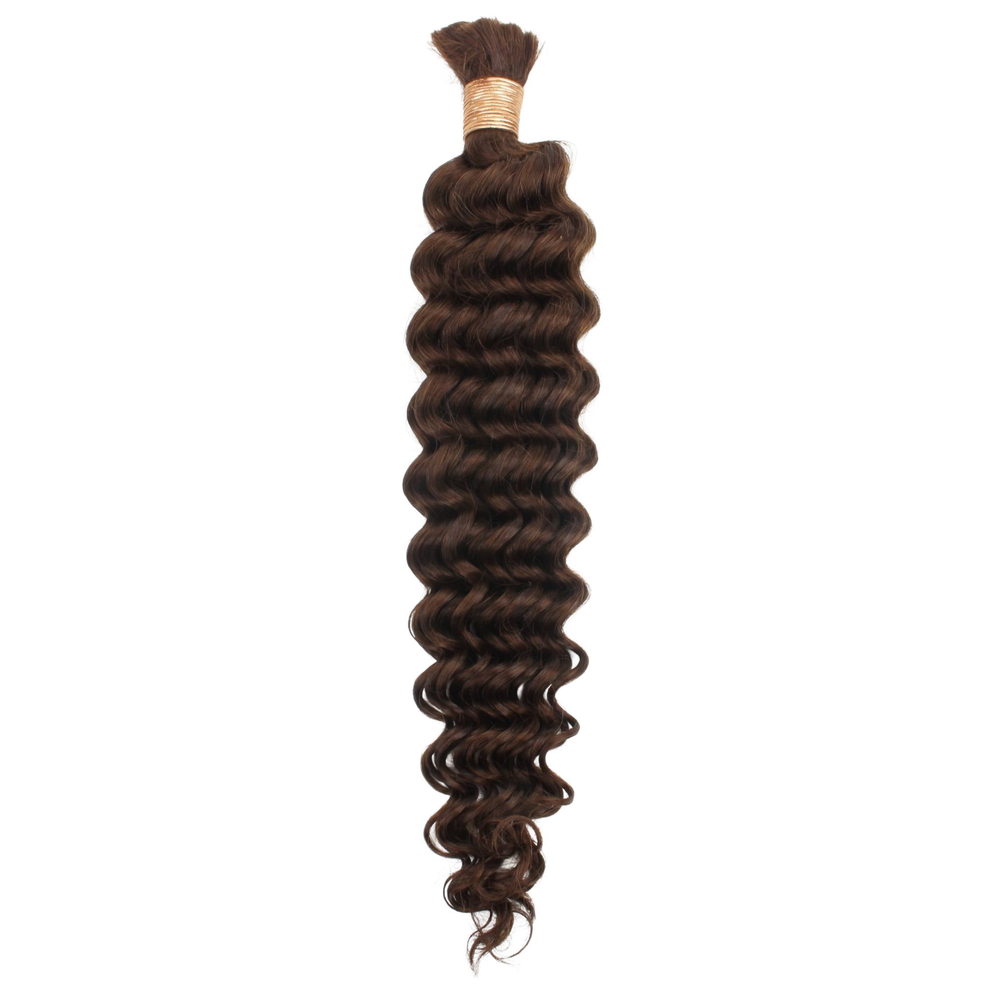 Medium Brown Deep Wave Color 4 Bulk Braiding Hair